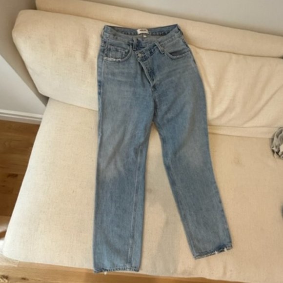 Agolde Criss Cross Mid-Rise Straight-Leg Jean - Picture 2 of 3